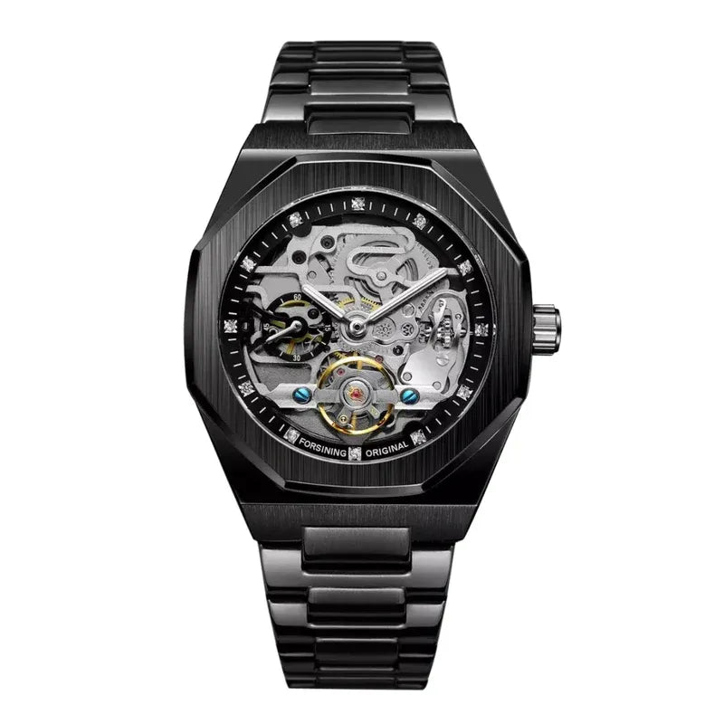 Noble™ E003 com mostrador esqueleto duplo e pulseira de aço