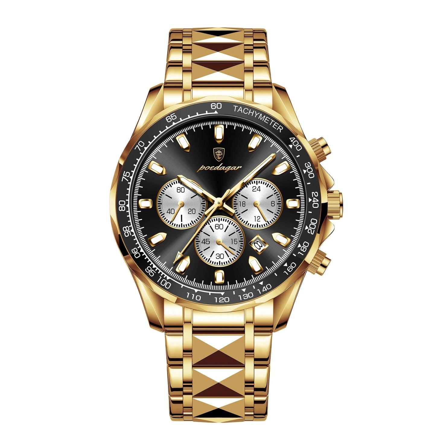 Caixa redonda de 44,5mm com folheado a ouro 18k