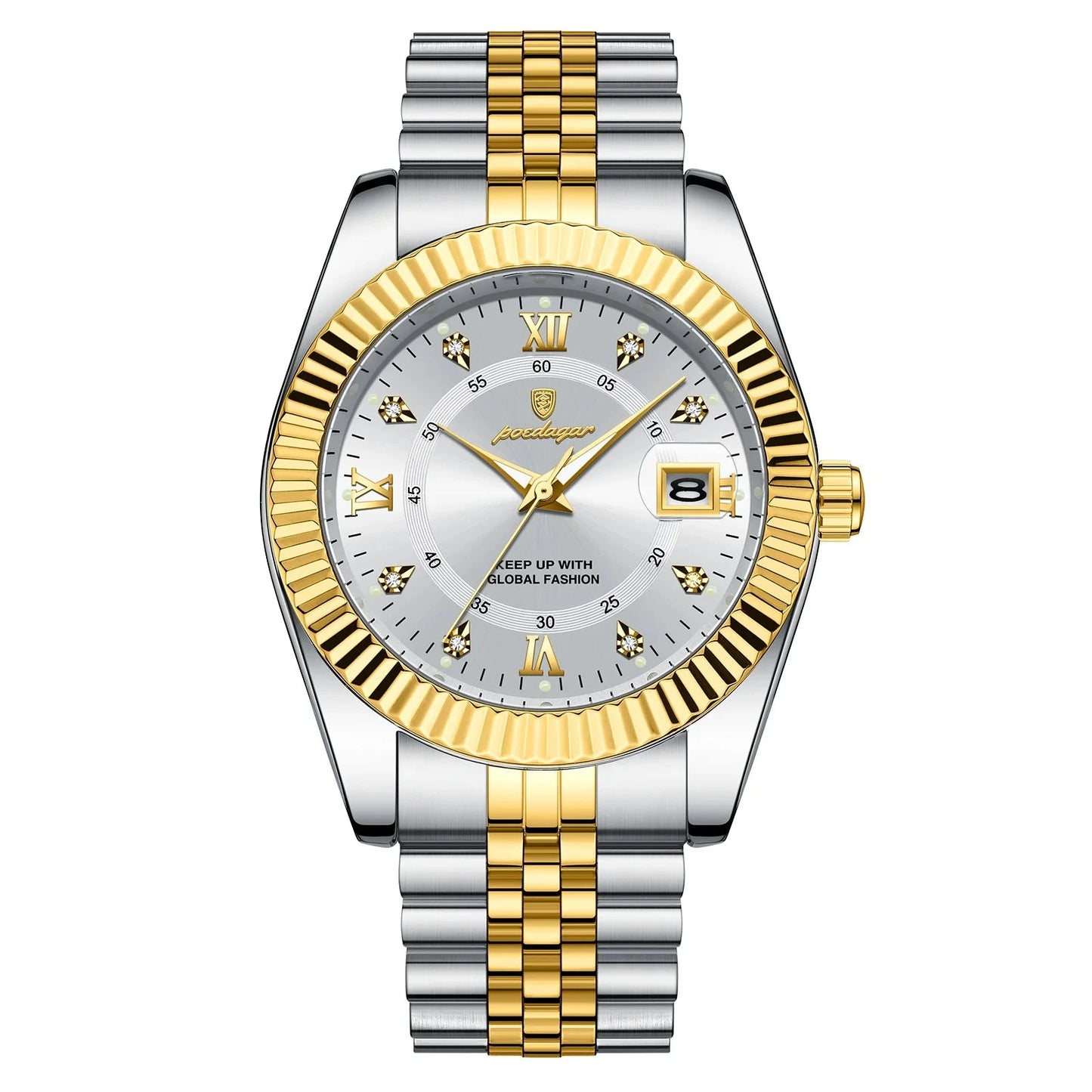 Noble™ R002 com pulseira de aço inoxidável e mostrador clássico