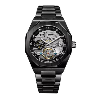 Noble™ E003 com mostrador esqueleto duplo e pulseira de aço
