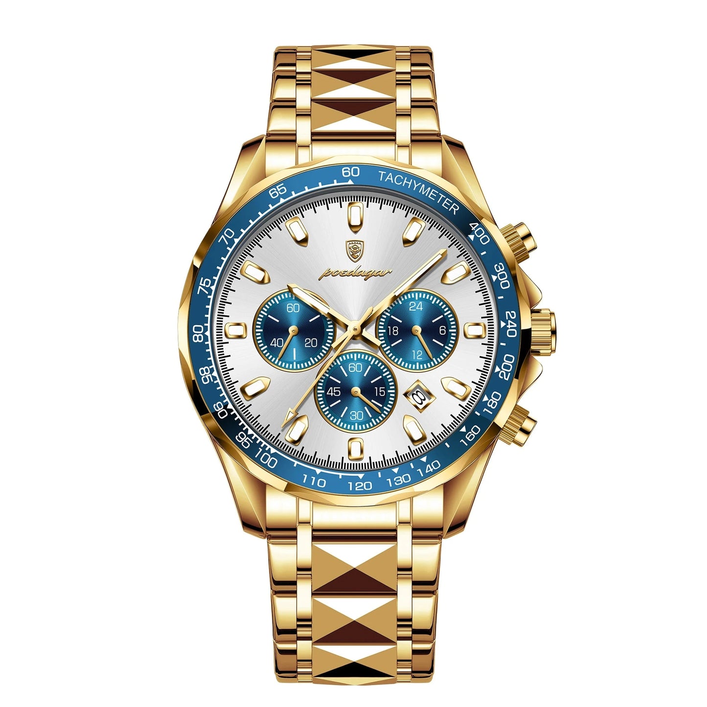Relógio Noble™ I008 folheado a ouro 18k com pulseira Diamond
