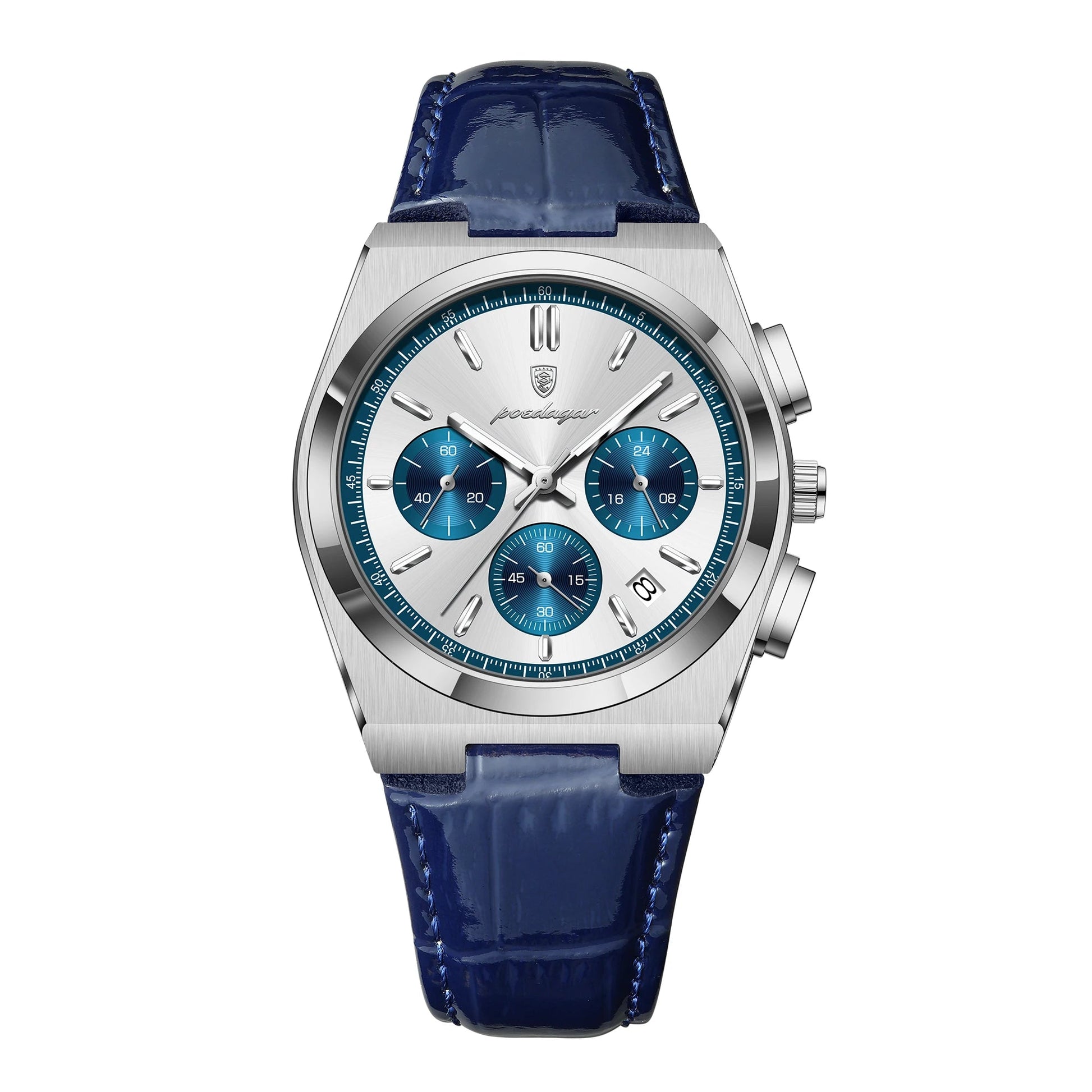 Relógio masculino Noble™ I009 com pulseira de couro premium e visual clássico
